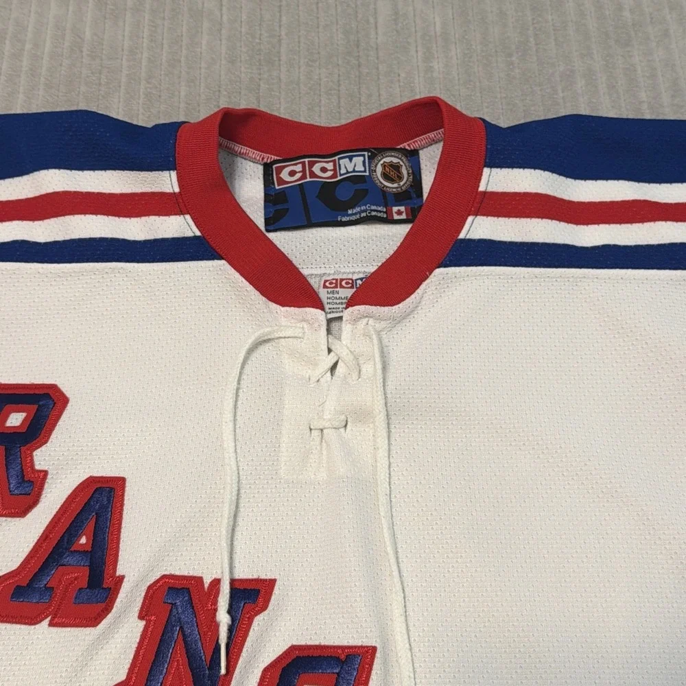 Vintage CCM NY Rangers Hockey Jersey Mens XXL White Mesh Sportswear NHL